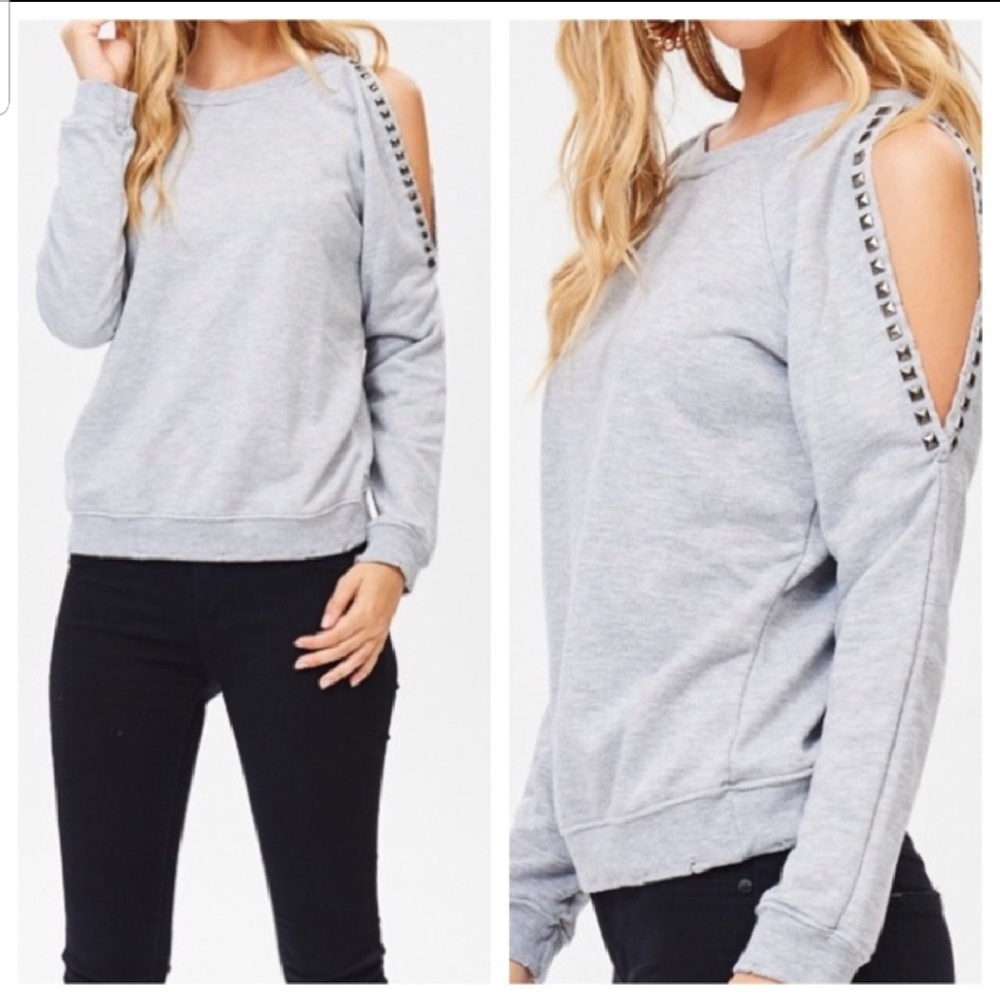 Studded Cold Shoulder Sweatshirt